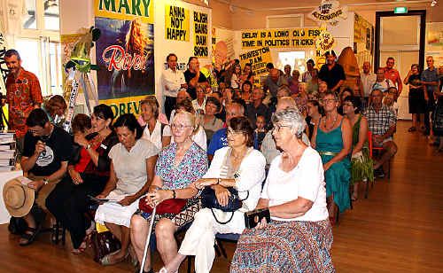 Supporters who packed into the Gympie Regional Gallery for the opening of the Art of Protest exhibition showcasing the Mary River dam protest. Supporters who packed into the Gympie Regional Gallery for the opening of the Art of Protest exhibition showcasing the Mary River dam protest.